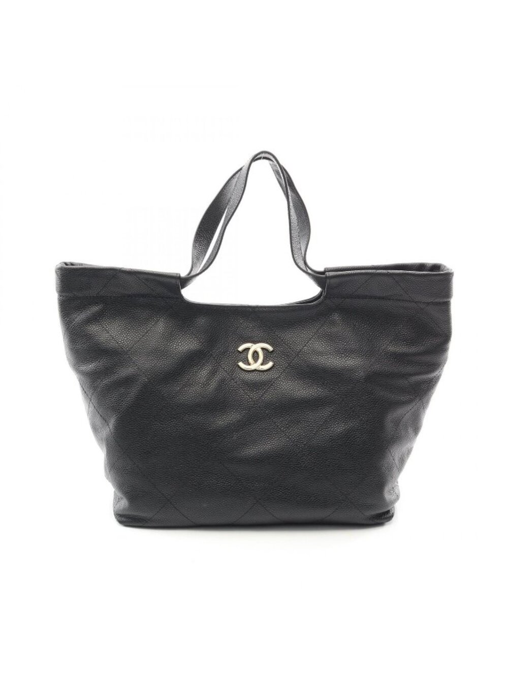 Chanel Tote Quilted Black Caviar Leather